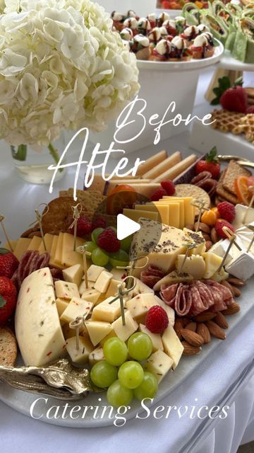 Irina’s Catering on Instagram: "Before- After ✨✨✨

Catering Services from Irina’s corner! 

#irinascorner #cateringservice #losangelescatering #beautifulcatering #deliciousfood #bestcateringinlosangeles #losangeles" Catering Display Breakfast, Catering Content Ideas, Professional Catering Display, Elegant Catering Display Presentation, Catering Amounts Food, Cheese And Cracker Tray, Amazing Food Platters, Brunch Buffet, Cheese Crackers