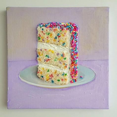 Birthday Cake Painting, Cake Painting, Tanah Liat, Painted Cakes, Creative Birthday, Textured Canvas Art, Art Pastel, Arte Sketchbook, Art Inspiration Painting