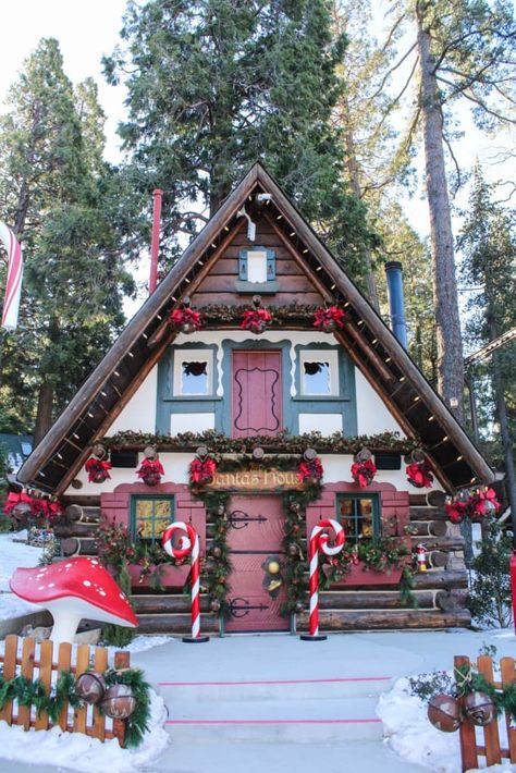 Skypark at Santa's Village near Lake Arrowhead, California is a year round Christmas theme park for people of all ages! Savor the nostalgia of an “Old World Christmas in the Woods” with family and friends. They offer mining for gold, visits with Santa & Mrs. Clause, zip lining, archery, indoor and outdoor rock climbing, crafts, daily story time, train rides and more. Discount tickets to Santa's Village are also available from time to time. Santas Village Outdoor Decorations, Santas Village Ideas, Santa’s Workshop Decorations Outdoor, Santa’s House Decoration, Diy Santa’s Workshop Decor, Santa Claus House North Pole, House Christmas Decorations, Santa’s Village, Santa’s Workshop Gingerbread House