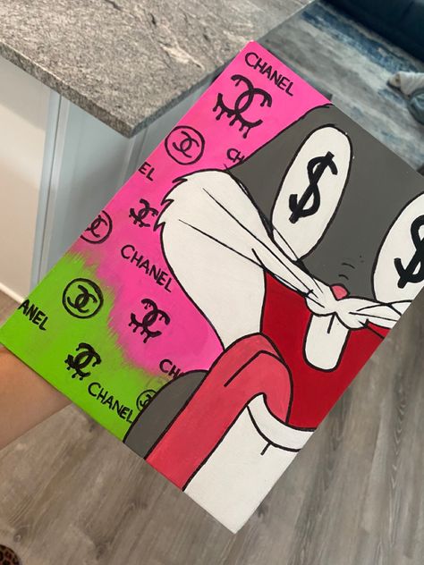 Easy looney tunes painting Bugs Bunny Painting, Looney Tunes Painting, Tweety Canvas Painting, Looney Tunes Painting Canvas, Large Canvas Painting Ideas Cartoon, Painting Ideas On Canvas Cartoon Characters, Bugs Bunny And Lola Canvas Painting, 90s Cartoon Canvas Painting, Puff Paint