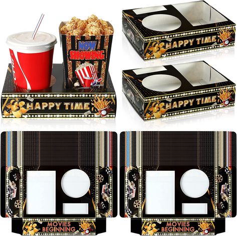 Movie Night Box, Movie Theater Party, Movie Theater Snacks, Movie Food, Snack Holder, Movie Night Popcorn, Movie Night Birthday Party, Snack Trays, Snack Holders