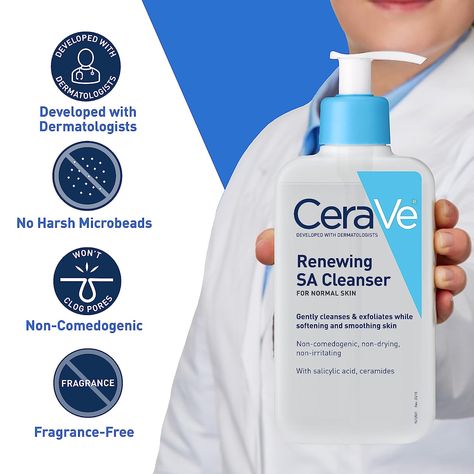 This face cleanser is suitable for acne prone, oily skin and even those with psoriasis. Cerave SA skin care products provide exfoliation and skin relief to dry skin, rough and bumpy skin, and all other skin types Cerave Sa Cleanser, Cerave Renewing Sa Cleanser, Salicylic Acid Cleanser, Rough Bumpy Skin, Exfoliating Face Wash, Exfoliating Face, Bumpy Skin, Acne Cleansers, Foaming Facial Cleanser