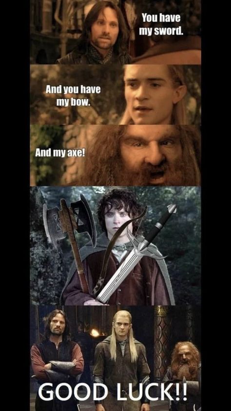 Lotr Legolas, Hobbit Funny, Legolas And Gimli, God Speed, Lotr Funny, Movie Memes, Legolas, Book Memes, Very Funny