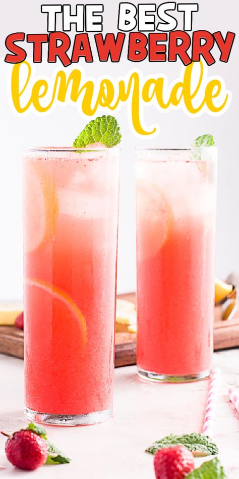 Homemade Strawberry Lemonade Recipe, Sparkling Strawberry Lemonade, Good Lemonade Recipe, Homemade Strawberry Lemonade, Strawberry Lemonade Recipe, Recipes Strawberry, Homemade Lemonade Recipes, Best Lemonade, Strawberry Drinks