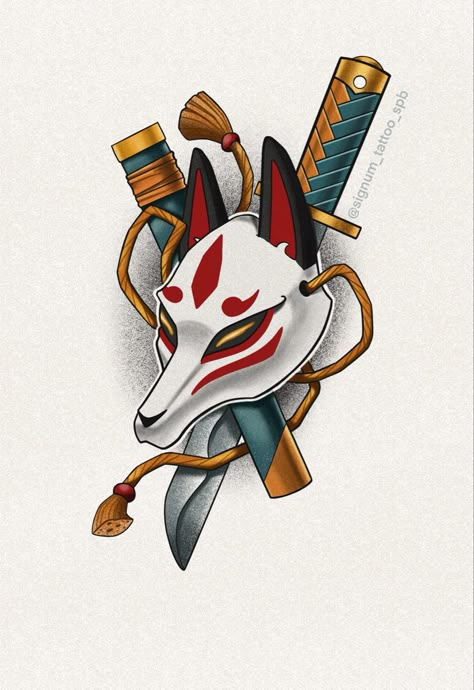 Japanese Wolf Mask Tattoo, Anbu Tattoo Art, Japanese Mask Drawing, Japanese Kitsune Mask Tattoo, Kitsune Mask Tattoo Design, Kitsune Mask Drawing, Kitsune Mask Tattoo, Ninja Tattoo, Oni Mask Tattoo