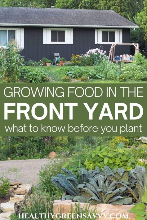 Looking for new places to grow vegetables? If you've considered growing vegetables in the front yard but worried about what the neighbors will think, these front yard vegetable garden ideas from folks who've done it will inspire you to take the plunge. | edible landscaping | foodscapes | front yard gardening | gardening tips | gardening ideas | grow your own | Front Yard Foodscape, Front Yard Veg Garden, Veggie Garden Front Yard, Front Yard Farming, Edible Front Garden, Urban Front Yard Vegetable Garden, Front Yard Kitchen Garden Ideas, Turn Your Front Yard Into A Garden, Front Yard Potager Garden