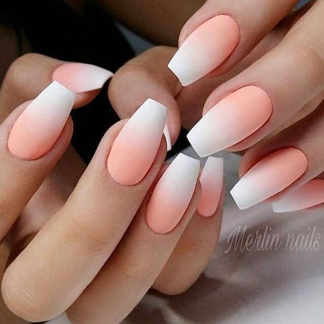 Peach Acrylic Nails, Unghie Sfumate, Gel Nails At Home, Matte Nail, Popular Nail Designs, Trendy Nail Art, Popular Nails, Cool Nail Designs, Fancy Nails