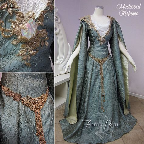 Lannister Dress Gowns, Elvish Outfits, Hotd Dresses, Celtic Dress, Hollywood Costume, Medieval Clothes, Team Green, Vert Turquoise, Fantasy Clothes