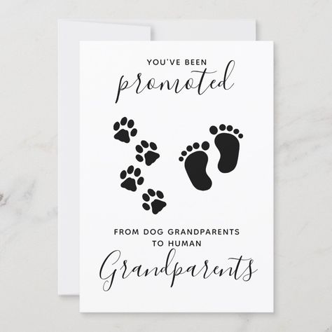 Grandparents You've Been Promoted Dog Pregnancy Announcement | #pregnancyannouncement #grandparents #babyreveal #newgrandchild #grandmothergrandfather #dogpregnancyannouncement #grandmagrandpa #babyfeetpawprints #promotedfromdoggrandparents #tohumangrandparents Dog Pregnancy, Dedication Invitations, Dog Baby Announcement, Dog Pregnancy Announcement, Grandparent Pregnancy Announcement, Cute Pregnancy Announcement, Invitation Card Birthday, Pregnant Dog, Pregnancy Announcement Cards