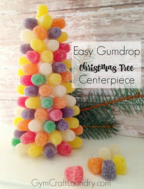 Gumdrop Tree, Diy Baby Gym, Homemade Christmas Tree, Tree Centerpiece, Tree Centerpieces, Christmas Food Gifts, Christmas Centerpiece, Christmas Tree Crafts, Christmas Projects Diy