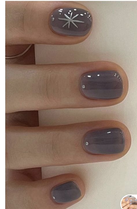 Grey Gel Nails, Grey Nail Designs, Short Gel Nails, Korean Nails, Minimal Nails, Casual Nails, Gray Nails, Jelly Nails, Winter Nail Designs