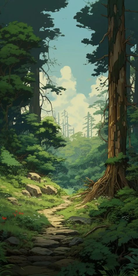 Character Painting Ideas, Studio Ghibli Aesthetic, Ghibli Aesthetic, Pastel Sky, Mountain Wallpaper, Fish Wallpaper, Art Gallery Wallpaper, Forest Wallpaper, Wow Art