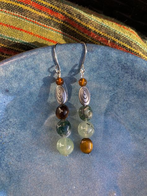 Earthy Earrings, Earthy Jewelry, Bohemian Jewellery, Hippie Earrings, Earrings Bohemian, Semi Precious Beads, Jewellery Handmade, Funky Jewelry, Semi Precious Stone