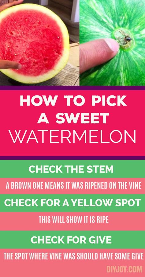 How to Pick A Sweet Watermelon - Tips for Picking Ripe Melons At The Store When To Pick Watermelon, Watermelon Picking, Watermelon Ripeness, Picking Watermelon, Watermelon Tips, Pick A Watermelon, How To Store Watermelon, Ripe Watermelon, Watermelon Health Benefits