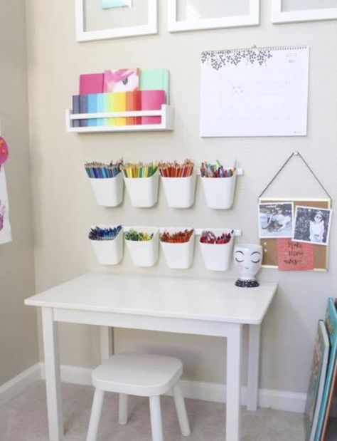 https://m2.ikea.com/us/en/p/sunnersta-container-white-50303735/ Pastel Playroom, Rainbow Girls Room, Craft Paper Storage, Desk Organization Diy, Playroom Art, Rainbow Room, Kids Room Organization, Room Desk