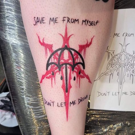 Metal Tatoos Ideas, Bmth Nailart, Metalcore Tattoo Ideas, Doomed Tattoo Bmth, Band Inspired Tattoos, Emo Band Tattoos, Bring Me The Horizon Nails, Metalhead Tattoo Ideas, Metal Band Tattoos