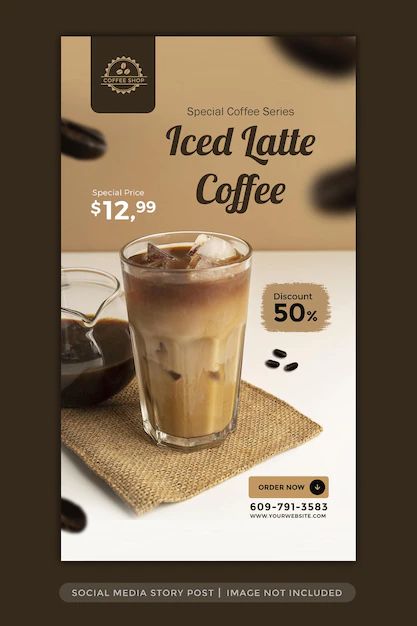 Promotion Story Instagram, Cafe Poster Design Coffee Shop, Drink Promotion Design, Instagram Story Promotion Design, Coffee Shop Promotion Ideas, Coffee Promotion Design, Food Billboard, Coffee Shop Social Media, Coffee Promotion