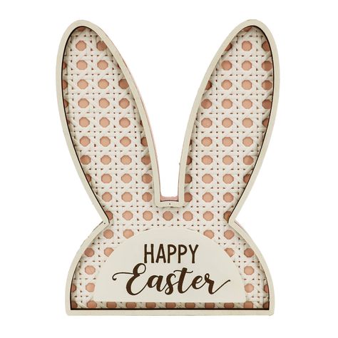 "Find the 8\" Happy Easter Bunny Ear Tabletop Sign by Ashland® at Michaels. Help your décor hop into spring with this adorable tabletop sign from Ashland. This bunny ear-shaped piece will look fantastic next to a basket of painted eggs on your mantel or Easter party table as you enjoy the holiday with friends and family. Help your décor hop into spring with this adorable tabletop sign from Ashland. This bunny ear-shaped piece will look fantastic next to a basket of painted eggs on your mantel or Easter Party Table, Holiday With Friends, Easter Tabletop Decor, Easter Wood Crafts, Painted Eggs, Easter Bunny Ears, Family Help, Happy Easter Bunny, Tabletop Signs