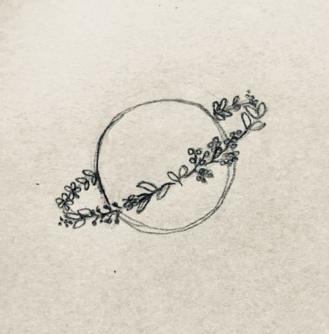 Planet Ideas Drawing, Tiny Designs Drawing, Cute Small Spooky Tattoos, Planet Flower Drawing, Small Planet Drawing, Flower Stars Tattoo, Earthy Vibe Tattoo, Stellar Tattoo Ideas, Flower Planets Art