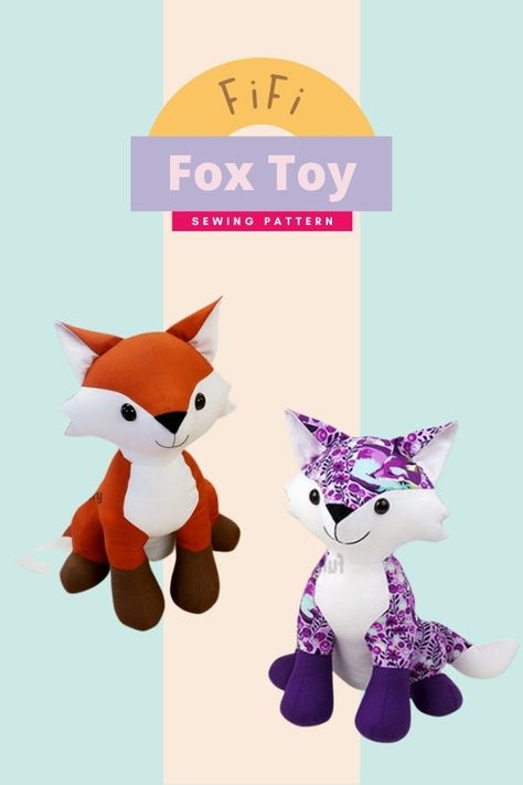 Fifi Fox Toy sewing pattern. This foxy little lady loves prancing around in the sunshine! Fifi looks gorgeous in all sorts of fabric so there really is no need to stick with the traditional color fox if you fancy something a bit more snazzy! When you finish making your own divine-looking Fifi she will measure approximately 31cm (12 inches) tall - from the table to the tips of her ears! Plushie Sewing Patterns, Teddy Bear Sewing Patterns, Fox Sewing, Sewing Patterns For Boys, Sewing Patterns Doll, Fox Sewing Pattern, Sewing Patterns For Babies, Toys To Sew, Patterns For Toys