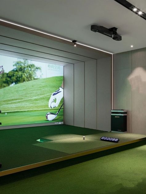 Golf Bar, Home Golf Simulator, Indoor Golf Simulator, Golf Simulator Room, Golf Clubhouse, Golf Room, Indoor Golf, Golf Simulator, Golf Simulators