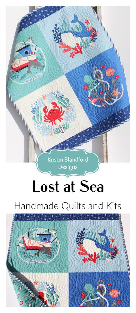 Ocean Baby Quilt, Nautical Crib Blanket, Nursery Decor, Gender Neutral, Boys or Girls, Personalized Baby Gift, Boat Ship Lost at Sea Anchor Ocean Baby Quilt, Nautical Baby Quilt, Machine Stitches, Nautical Fabric, Ocean Quilt, Baby Quilt Kit, Fun Quilt, Beginner Quilt, Lost At Sea