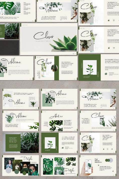 Plant Presentation, Online Portfolio Design, Cute Powerpoint Templates, Mises En Page Design Graphique, Presentation Slides Design, 포트폴리오 레이아웃, Powerpoint Layout, Presentation Design Layout, Page Layout Design