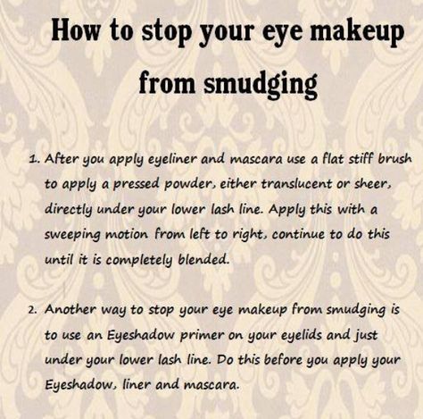 Top tip! Ways to stop your eye makeup smudging! Stop Eyeliner From Smudging, Smudged Eyeliner, Eye Tricks, How To Apply Eyeliner, Lower Lashes, Beauty Stuff, Makeup Inspo, Pretty Woman, Beauty Tips