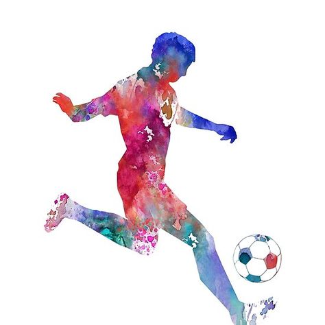 Male Soccer Player, male football player Soccer Watercolor, Football Paintings, Grafic Art, Football Background, Painting Logo, Player Football, Soccer Art, Floral Logo Design, Landscape Art Painting