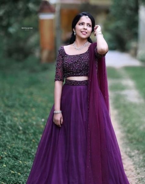 Half Saree Net Designs, Half Saree Lehenga Netted, Skirt And Top Colour Combinations, Half Sarees Simple, Plain Organza Frocks For Women, Colour Combinations Lehenga, Lahanga Models, Simple Lehanga Models, Net Skirt Design