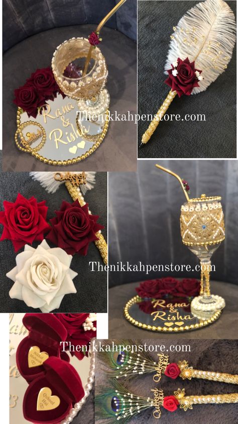 Check out our handcrafted luxury wedding accessories. Discount code available on all products, automatically applied at checkout. Available until end June 24’ Doodh Pilai, Nikkah Gifts, Nikah Pen, Aisle Decorations, Afghan Wedding, Bridal Gift Wrapping Ideas, Bridal Jewellery Design, Wedding Aisle Decorations, Wedding Crafts Diy