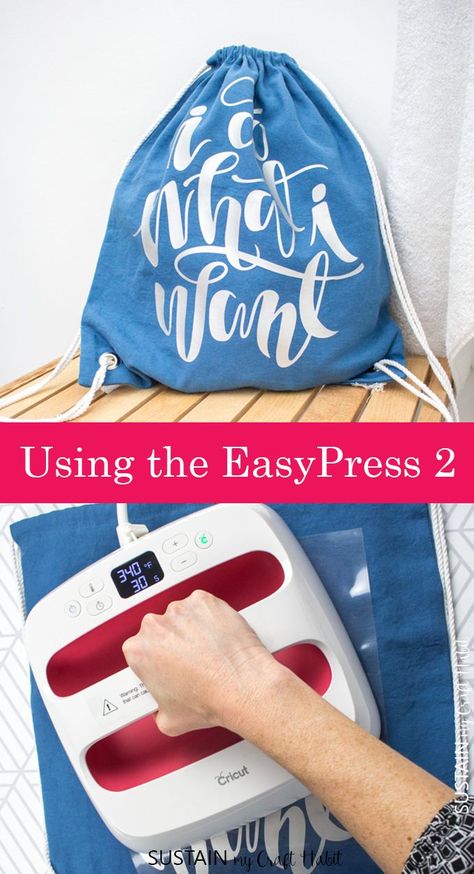 We'll show you how using the EasyPress 2 to embellish a drawstring bag with an iron-on vinyl design is like adding icing to a cake for crafty-types. Football Bags, Drawstring Bag Pattern, Cricut Mat, Everyday Tote Bag, Team Bags, String Bag, Iron On Vinyl, Christmas Gift Bags, Vinyl Crafts