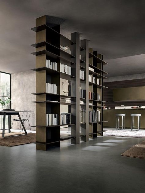 Steel Bookshelf, Styling A Bookcase, Interior Design Per La Casa, Bookcase Design, Shelving Design, Modern Bookcase, Living Modern, Room Partition, Shelf Design