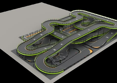 Kids Play Area Indoor, Indoor Go Kart Racing, Indoor Karting, Go Kart Track, Go Kart Tracks, Rc Track, Concept Vehicles Sci Fi, Concert Stage Design, Planet Coaster