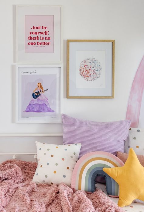 Rainbow Taylor Swift Bedroom - The Lilypad Cottage Girls Taylor Swift Bedroom, Taylor Swift Inspired Bedroom Decor, Swiftie Bedroom Ideas, Taylor Swift Room Ideas Bedrooms, Girls Rainbow Bedroom Ideas, Taylor Swift Inspired Bedroom, Rainbow Taylor Swift, Taylor Swift Themed Bedroom, Taylor Swift Room Decor Ideas