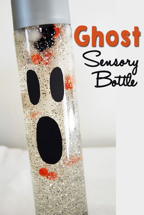 Ghost Sensory Bottle - Mom Explores Southwest Florida Halloween Sensory Bottles, Florida Halloween, Black Scrapbook Paper, Sensory Bottle, Halloween Sensory, Fun Halloween Crafts, Halloween Preschool, Sensory Ideas, Sensory Bottles