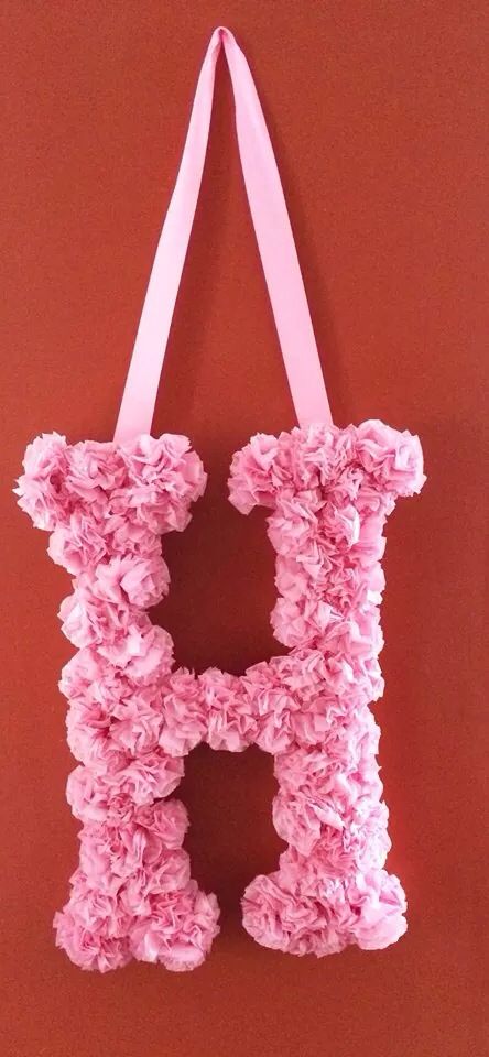 Monogram Letter covered w/crepe paper Crape Paper Decorations, Tissue Paper Letters, Initial Decor, Tissue Paper Crafts, Boys Room Design, Diy Room Decor Videos, Tissue Flowers, Decor Videos, Creative Women