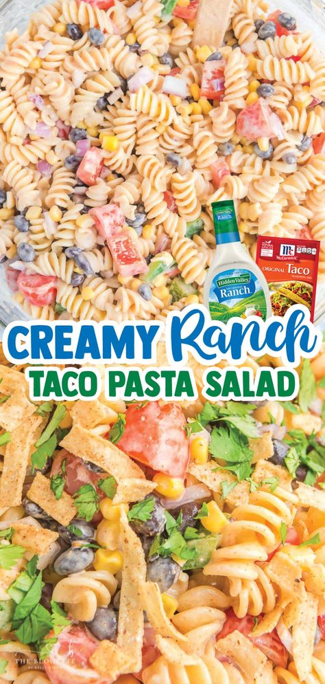 Ranch Taco Pasta Salad, The Blogette, Salad Ranch, Bacon Crackers, Pasta With Tomatoes, Taco Pasta Salad, Creamy Ranch, Delicious Appetizers, Ranch Pasta Salad