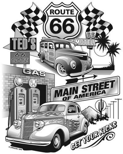 Route 66 Tattoo, Route 66 Wallpaper, Route 66 Decor, Route 66 Map, Route 66 Sign, Carros Vintage, Driving Route 66, Route 66 Road Trip, Cool Car Drawings