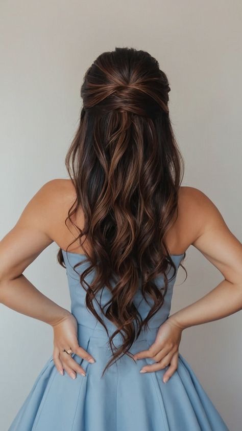 Looking for the perfect hoco hairstyles Whether you have straight simple half-up short hair half-up half-down long hair medium length natural curly hair or shoulder-length locks these easy and trendy styles are perfect for your special occasion Homecoming Hairstyles For Medium Length Brown Hair, Shoulder Length Hoco Hairstyles, Half Up Half Down Hair With Bun, Simple Hair Styles Medium Length Hair, Cute Easy Half Up Half Down Hairstyles, Medium Length Natural Curly Hair, Half Up Half Down Long Hair, Hair Pulled Back From Face, Half Up Half Down Hairstyles With Braids