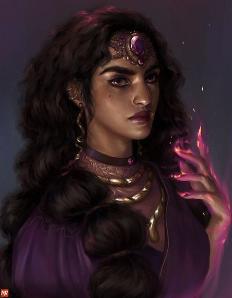 Wanted to do a portrait of Surpanakha, one of my favorite witches. Heroic Fantasy, Fantasy Magic, Fantasy Portraits, Female Character Inspiration, Afro Art, Arte Fantasy, Fantasy Rpg, Fantasy Inspiration, Dnd Characters