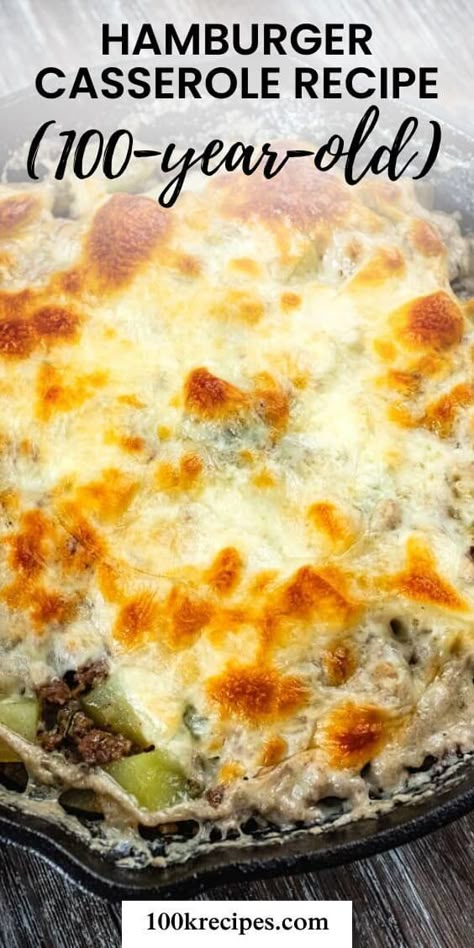 Hamburger Casserole Recipe (100-Year-Old) Cooked Hamburger Recipes, Hamburger Casseroles Easy, Hamburger Cheese Casserole, Hamburger Dishes Easy, Hamburger Recipes Casserole, 1 Lb Hamburger Meat Recipes, Hamburger Broccoli Casserole, Simple Hamburger Recipes, Burger Casserole Recipes