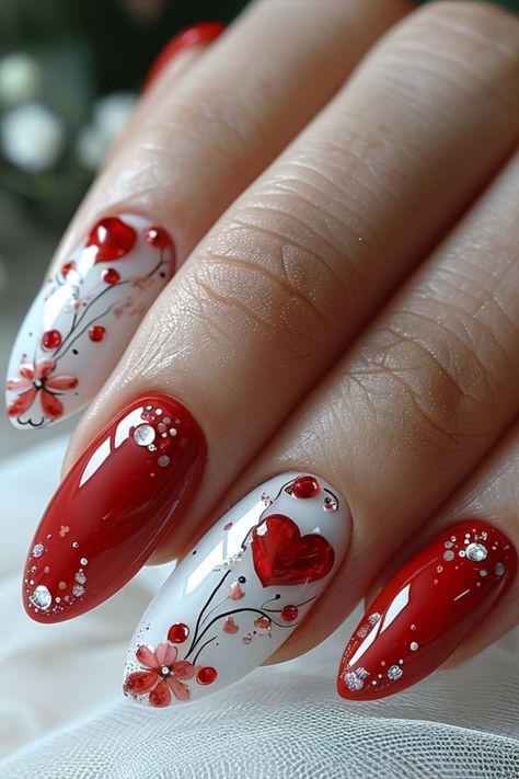 Nail Polishes, White Nails, Nail Ideas, Valentine's Day, Nail Designs, Nail Polish, Nail Art, Valentines, Nails