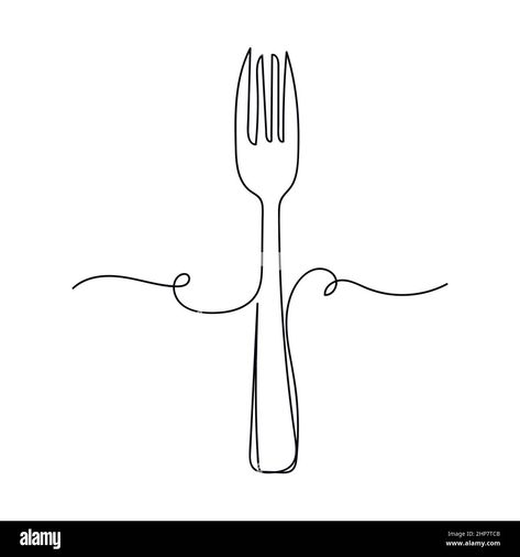 Fork Drawing, Simple Line Drawing, Silhouette Sketch, Knife Tattoo, Single Line Drawing, Line Art Vector, Simple Line Drawings, Continuous Line Drawing, Creative Typography