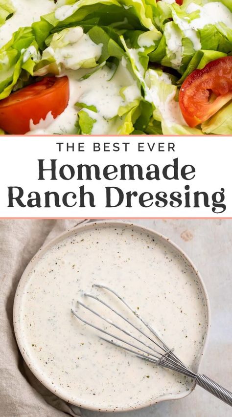 Easy Ranch Dressing Recipe, Homemade Ranch Salad Dressing, Easy Ranch Dressing, Herb Ranch Dressing, Ranch Salad Dressing Recipes, Buttermilk Ranch Dressing Recipe, Salad Dip, Ranch Dressing Recipe Homemade, Buttermilk Ranch Dressing