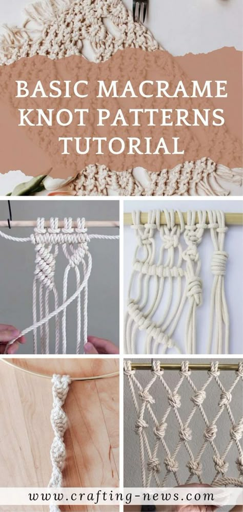 Basic Macrame, Macrame Wall Hanging Tutorial, Macrame Crafts, Macrame Plant Hanger Tutorial, Free Macrame Patterns, Macrame Plant Hanger Patterns, Macrame Knots Tutorial, Makramee Diy, Macrame Knots Pattern