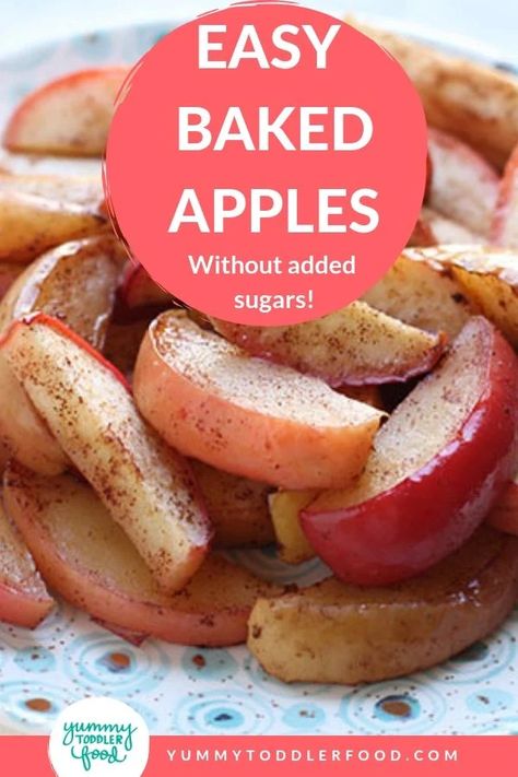 Transform apples into Sliced Baked Apples with just 5 minutes prep time. They're a healthy topping for oatmeal, yogurt, and pancakes—and are perfect for baby led weaning! #toddlerbreakfast #blw #bakedapples #glutenfree Easy Baked Apples Healthy, Baby Led Weaning Apple Recipes, Baby Apple Recipe, Baked Apples For Baby, Apple Blw Recipes, Blw Apples, Easy Blw Breakfast, Apples Blw, Apples For Toddlers