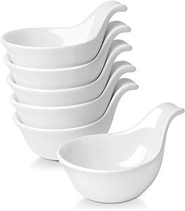 Flexzion Ceramic Dipping Bowls, Small Bowls for Dipping with Handle, Condiment Cups Soy Sauce Dish, Porcelain Ramekins, Sauce Holders, Containers for Small Side Dishes Dips - 3 oz, Set of 6, White Dipping Bowls, Kitchen Finds, Porcelain Eggs, Dip Bowl, White Home, Dipping Sauce, Soy Sauce, Bowl Set, Small Bowls