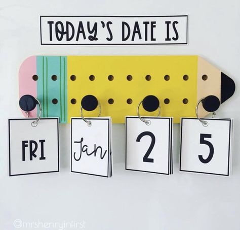 Pencil Classroom Decor, Flip Calendar, Classroom Charts, Elementary Classroom Decor, Target Dollar Spot, English Classroom, Diy Classroom, Class Decoration, Classroom Design