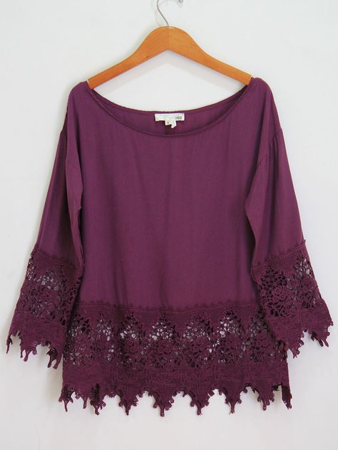 Plum Crochet Trim Long Sleeve $34 Plum Top, Classy And Fabulous, Crochet Trim, My Dream Closet, Inspiration Ideas, Fashion Sense, Autumn Winter Fashion, Passion For Fashion, Pretty Outfits